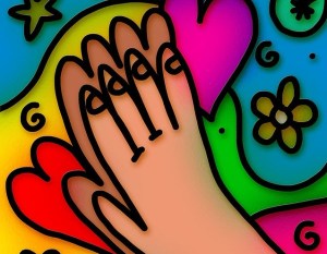 colorful prayer hands